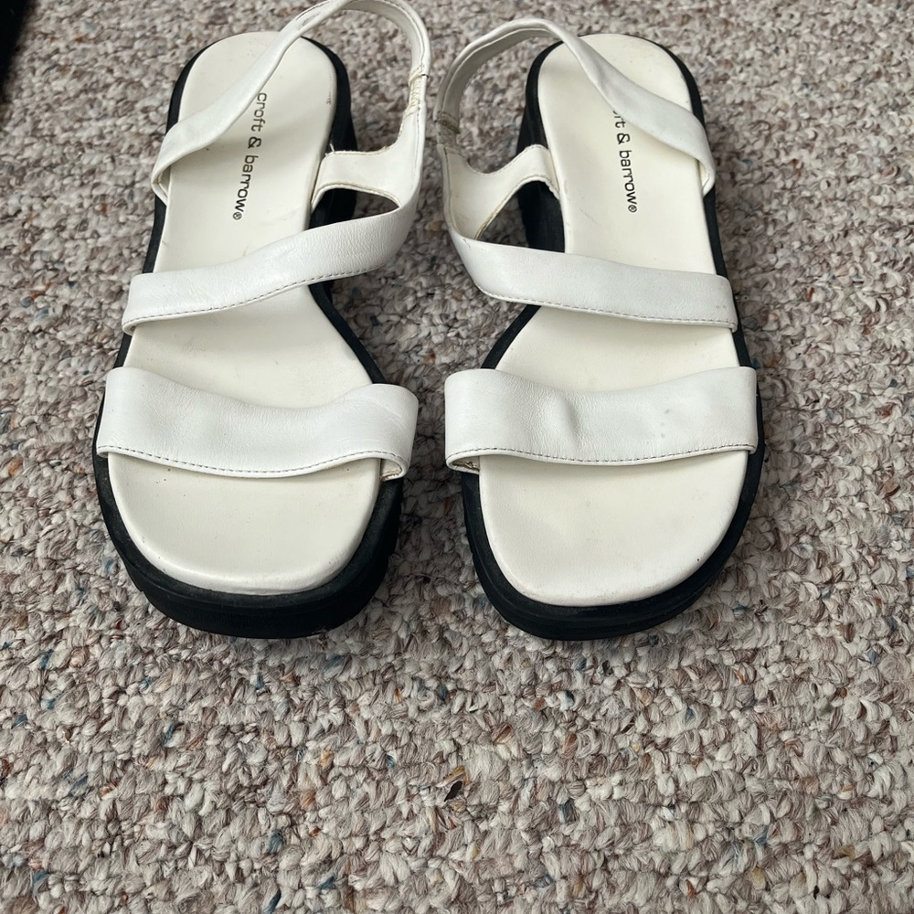 Croft & Barrow White Sandals with Black Soles